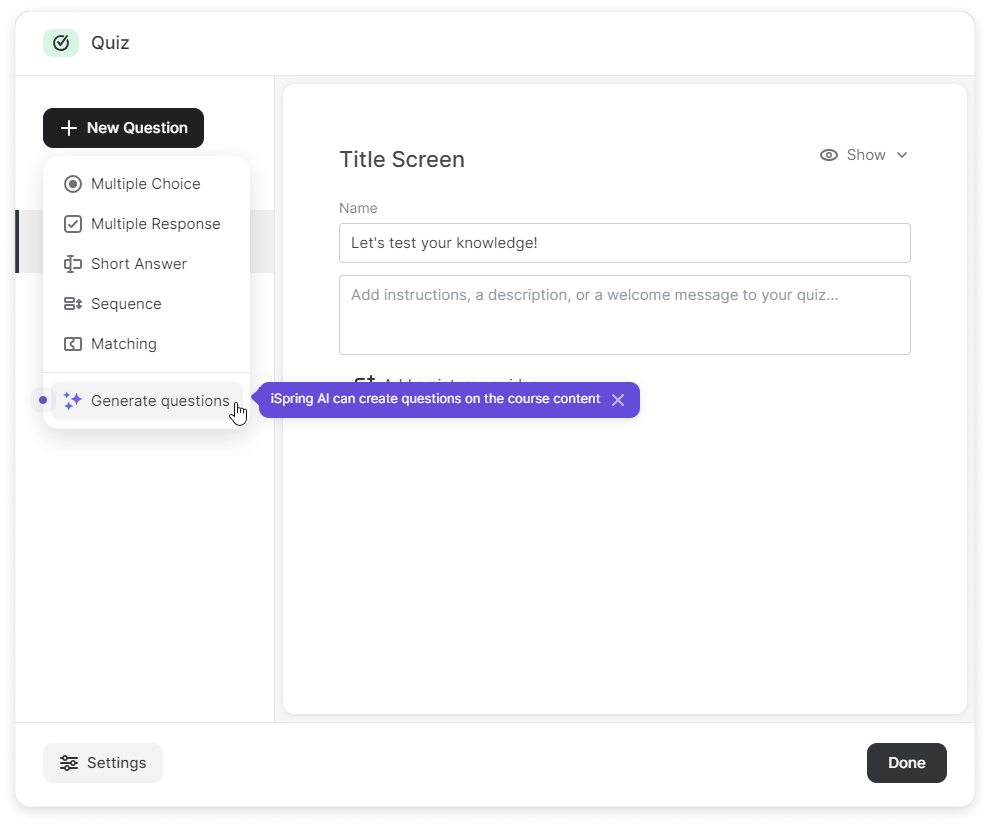 AI Generated Quizzes AI Generated Quizzes