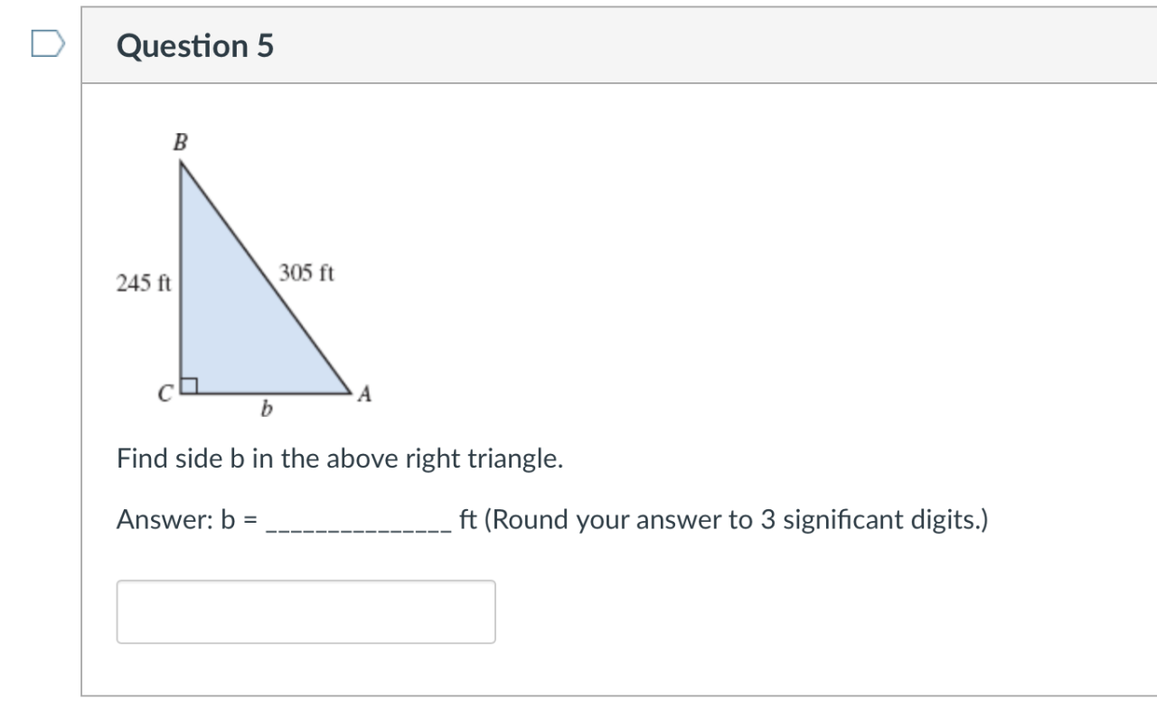 Solved Find side b in the above right triangle. Answer: b= | Chegg.com