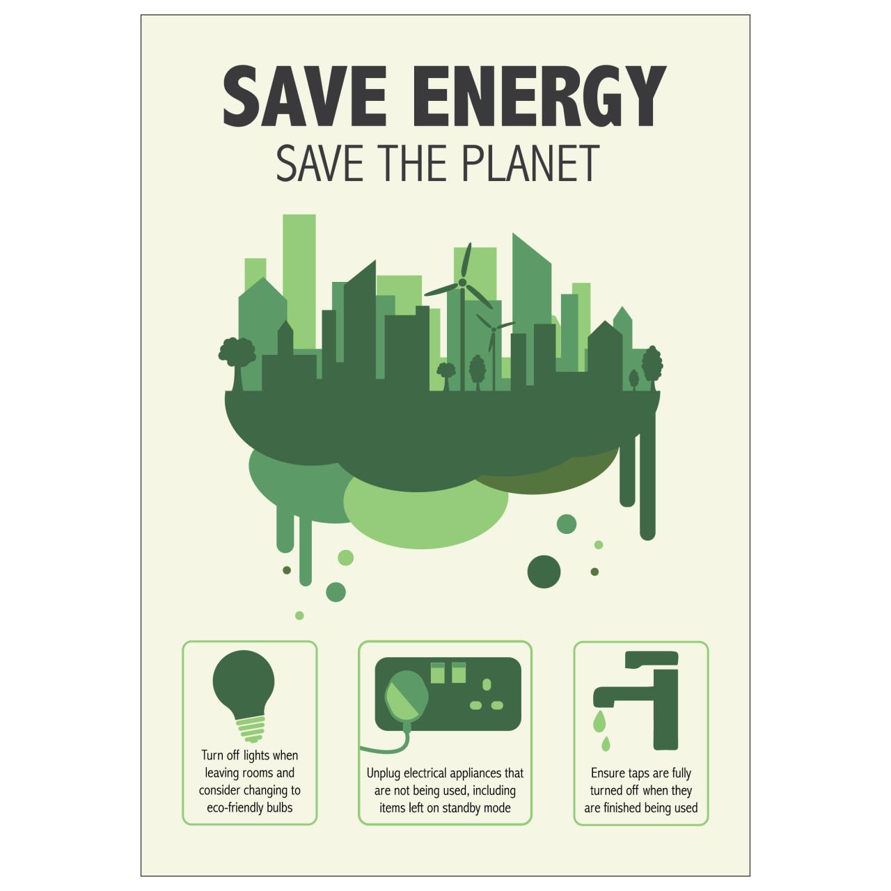 Save Energy Save The Planet Poster | SafetySigns4Less Save Energy Save The Planet Poster | SafetySigns4Less